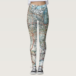 Unik vintagehuvudvägkarta av USA Leggings