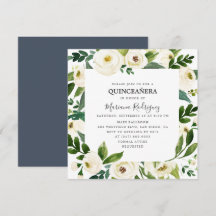 Unik vit Blommigt och Greenery Quinceañera
