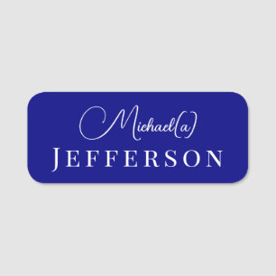 Unik vit marinblå handskriven professionell namnbricka