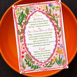 Unik Whimsical Blommig Båge Doodle Handritad  Meny