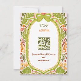 Unik Whimsisk Blommig Särpräglad QR-kod Handritad  OSA Kort