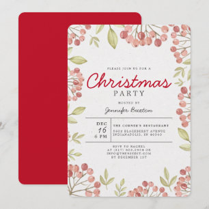 Unik Winter Berries Greenery jul Party Inbjudningar