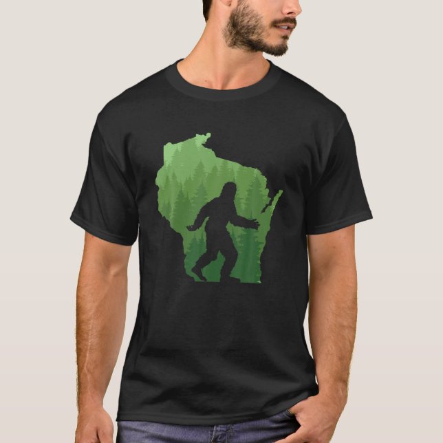 Unik Wisconsin Bigfoot Hunter Gift Sasquatch Hun T Shirt (Framsida)