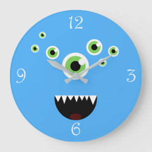 Unik ynklig Crazy Cute Blue Monster Stor Klocka
