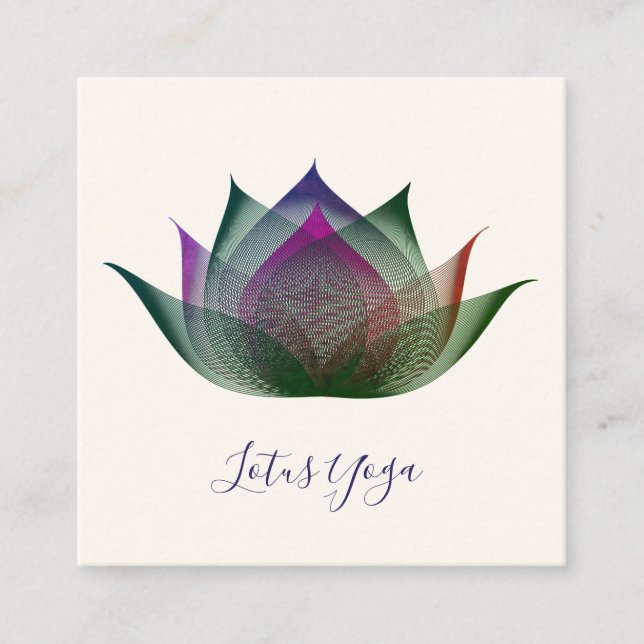 Unik Yoga-Elegant för flerfärgad Lotus Flower Art Fyrkantigt Visitkort (Framsida)