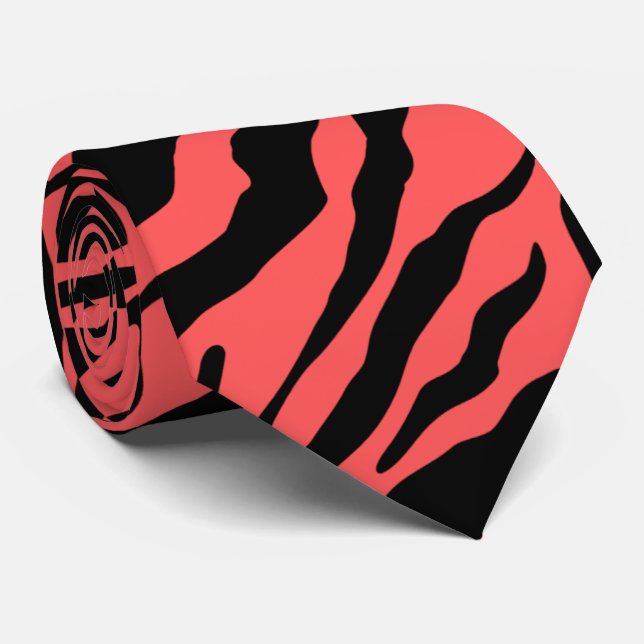 Unik Zebra, röd och svart Mönster Slips (Rullad)