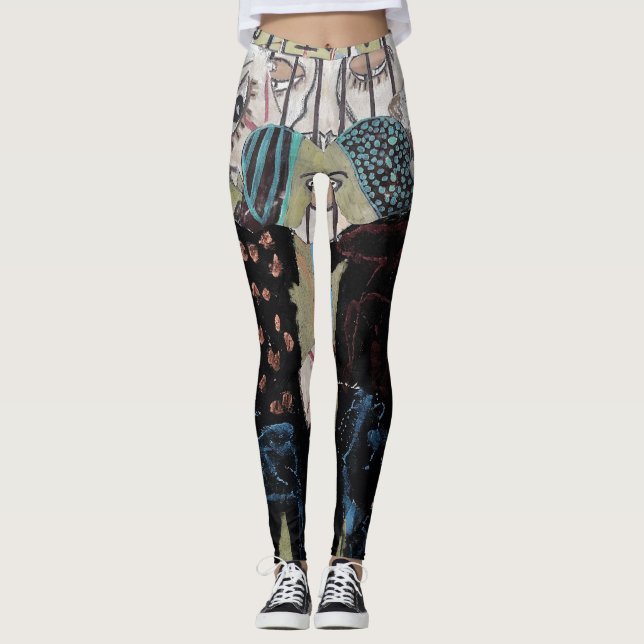 Unika abstrakta leggingar leggings (Framsida)