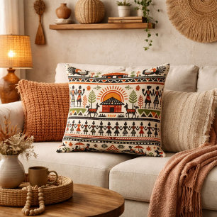 Unika abstrakta retro geometriska mönstermotiv kudde