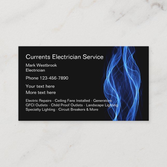 Unika Affärskort för elförsörjning Visitkort (Framsida)