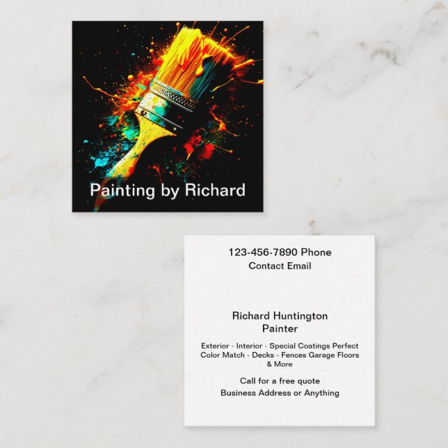 Unika Affärskort för färgreducerade husfärger Fyrkantigt Visitkort (Fram/baksida)