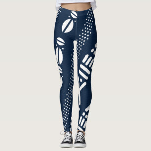 Unika afrikanska blå Bogolan Leggings