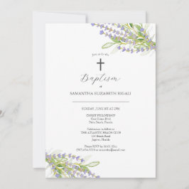 Unika baptisminbjudningar Lavender Flowers Inbjudningar