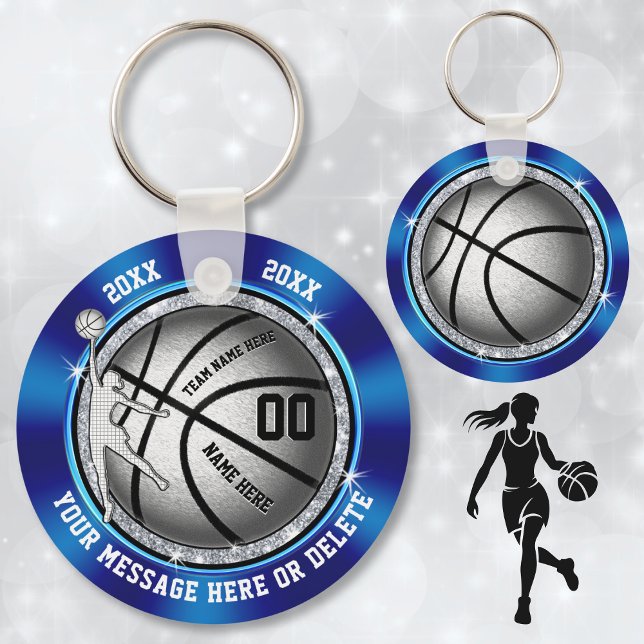 Unika basketbollgåvor för Billigtar till basket fö Nyckelring (Blue, Silver and Black, Cheap Girls, Basketball Team Gifts. Personalized basketball pastor favors.)