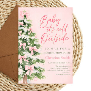 Unika Bow Flickas Baby Shower på vintern Inbjudningar