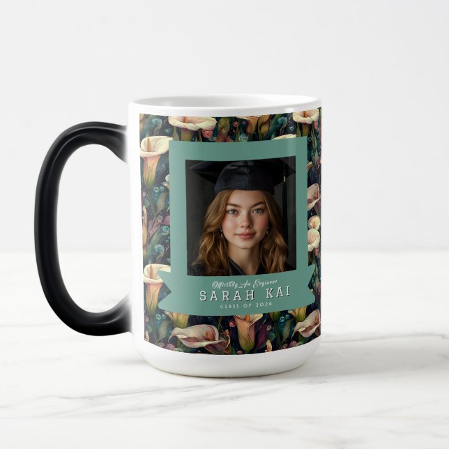 Unika Calla Lilior Blommig Son Examenpresent Magisk Mugg (Vänster)