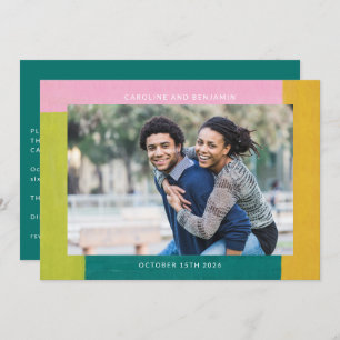 Unika färgformer, Trendig par foto Bröllop Inbjudningar