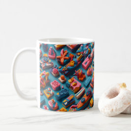 Unika & färgglada formade radergummin mönsterdesig kaffemugg