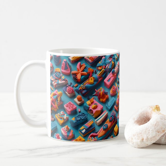 Unika & färgglada formade radergummin mönsterdesig kaffemugg (Med munk)