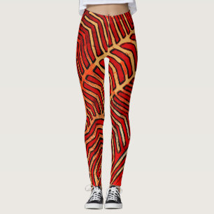 Unika färgglada röda svarta orangea leggings