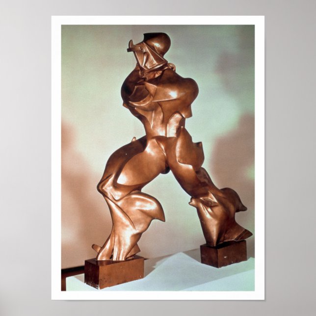 Unika former av kontinuitet i rymden, 1913 (brons) poster (Framsidan)