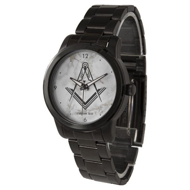 Unika Freemason-gåvor | Black White Masonic Armbandsur (Vinklad)