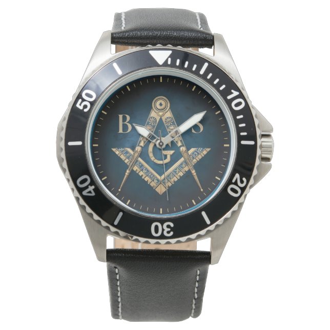 Unika Freemason-gåvor | Blue Guld Masonic Wrist Armbandsur (Framsida)