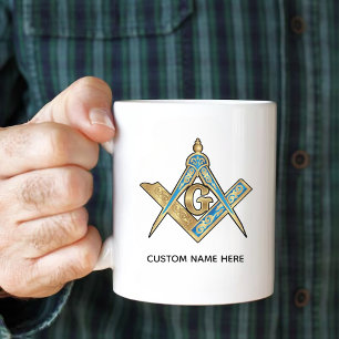 Unika Freemason-gåvor Guld Masonic Compass Jumbo Mugg