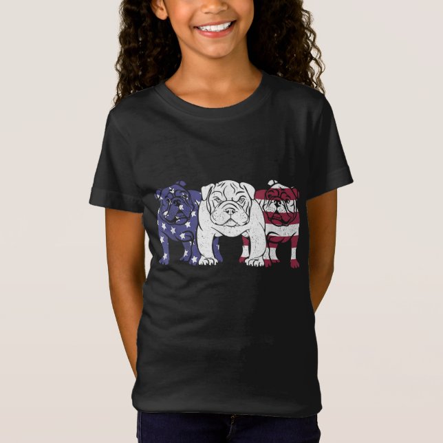 Unika gåvor från engelska Bulldog Hund American Fl T Shirt (Framsida)