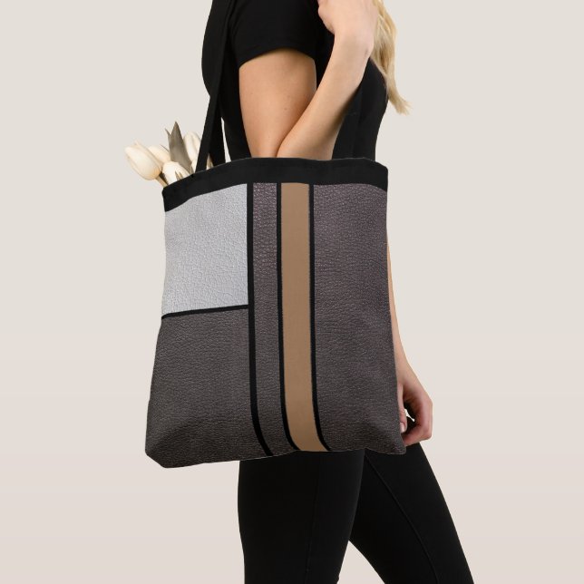 Unika geometriska kvadrater och Linjer på Faux-läd Tygkasse (Närbild)