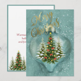 Unika glada julgranar ornament snö julkort