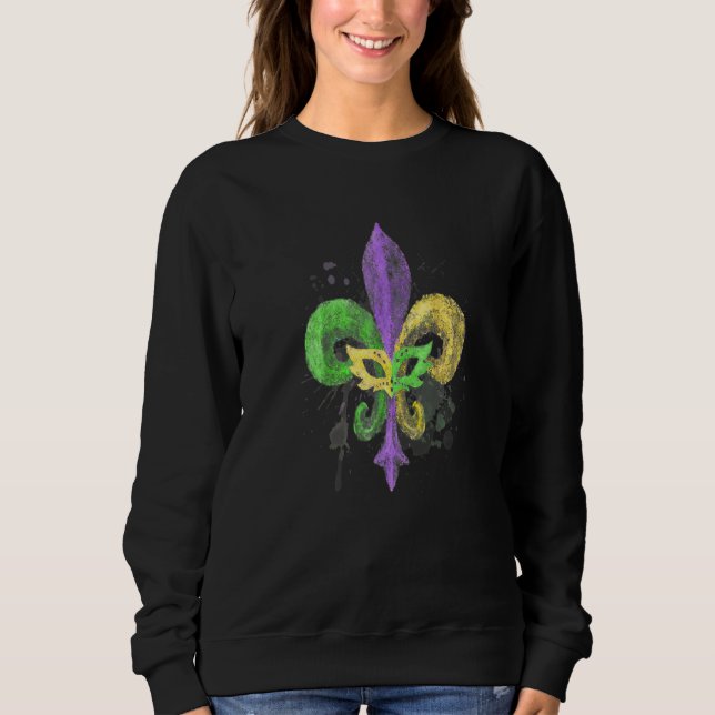 Unika Handritade Fluer De Lis Mardi Gras Karneval T Shirt (Framsida)