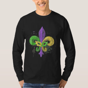 Unika Handritade Fluer De Lis Mardi Gras Karneval T Shirt