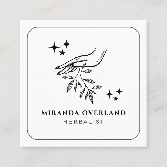 Unika herbalistiska Naturopath botaniska Löv Fyrkantigt Visitkort (Framsida)