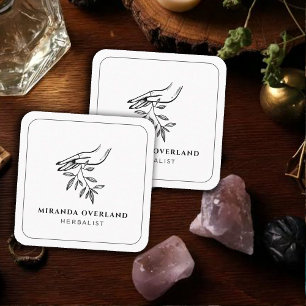 Unika herbalistiska Naturopath botaniska Löv Fyrkantigt Visitkort