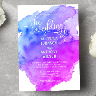 Unika inbjudningar till Watercolor Blue Lila Weddi