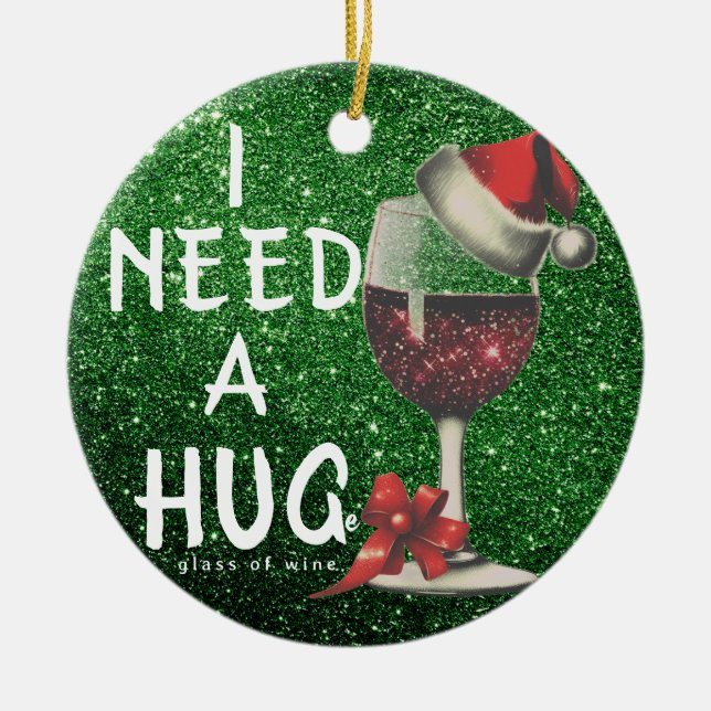 Unika julklappar för Vin älskare | Glitter Julgransprydnad Keramik (Framsidan)