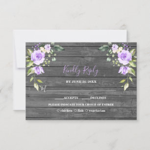 Unika Lavender Flowers Barn Wood Bröllop OSA Kort