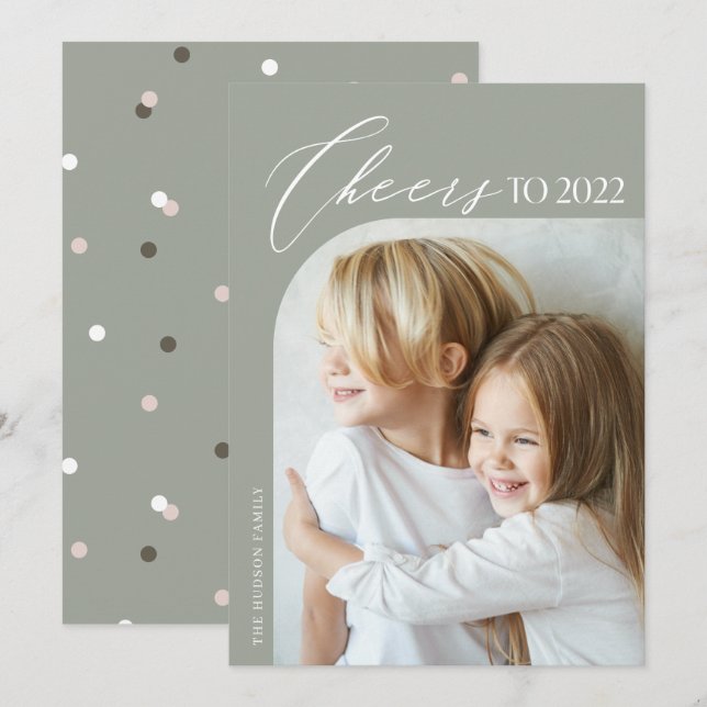 Unika moderna fotobollar till 2022 års nyår H Julkort (Fram/baksida)