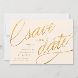 Unika moderna Save the Dates | Champagne & Guld Spara Datumet