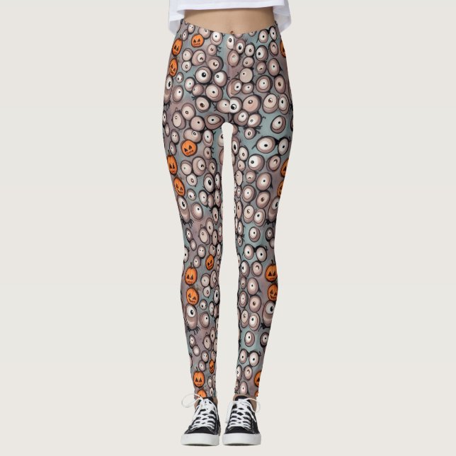 Unika monster Eyebollar Mönster Doodles Leggings (Framsida)
