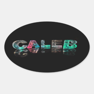 Unika namn - Caleb i ljus 3D Ovalt Klistermärke