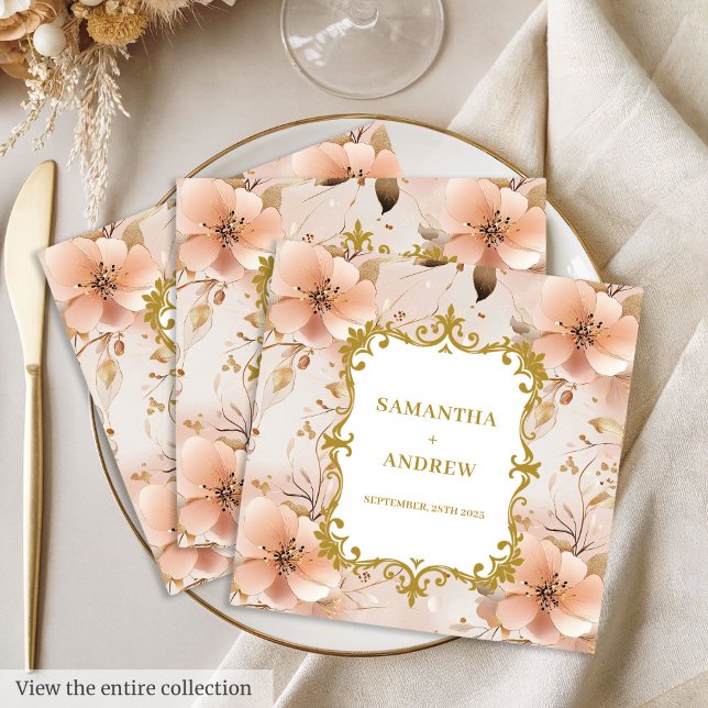 Unika  Napkins Guld Boho Bröllop Pappersservett (Unique Blush Gold Boho Wedding Napkins)