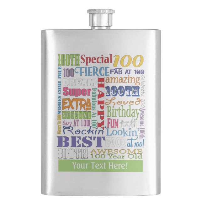 Unika och Speciella 100:e Födelsedagsfestens gåvor Fickplunta (Framsidan)