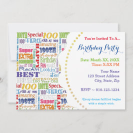 Unika och Speciella 100:e Födelsedagsfestens gåvor Inbjudningar