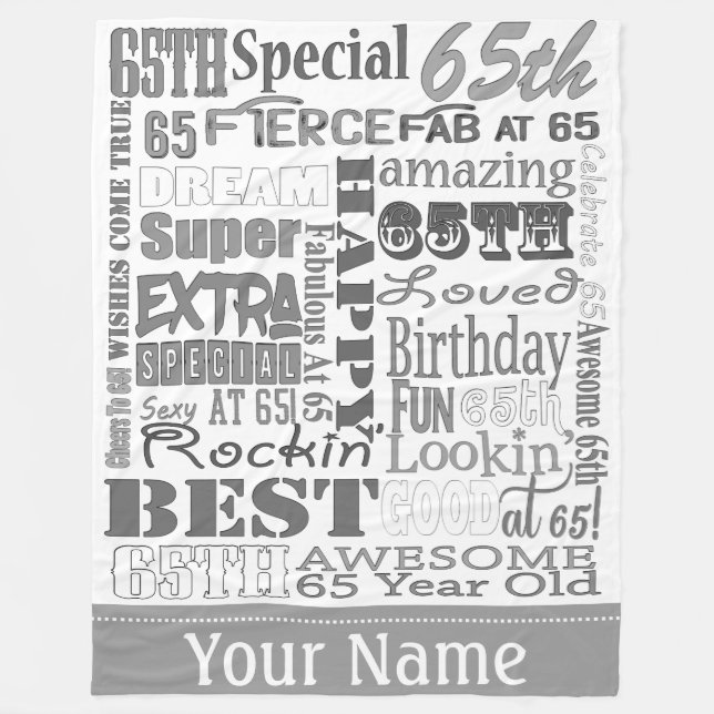 Unika och speciella 65efödelsedagsfestgåvor fleecefilt (Framsidan)