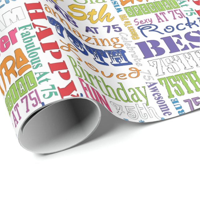 Unika och speciella 75:efödelsedagsfestgåvor presentpapper (Rullad Hörn)