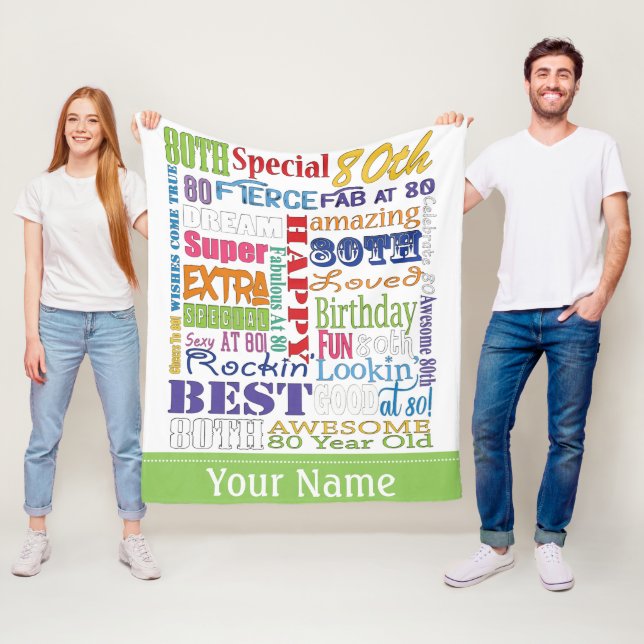 Unika och Speciella 80:e Födelsedagsfestens gåvor Fleecefilt (På plats)