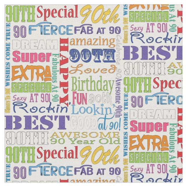 Unika och Speciella 90:e Födelsedagsfester Tyg (Närbild)