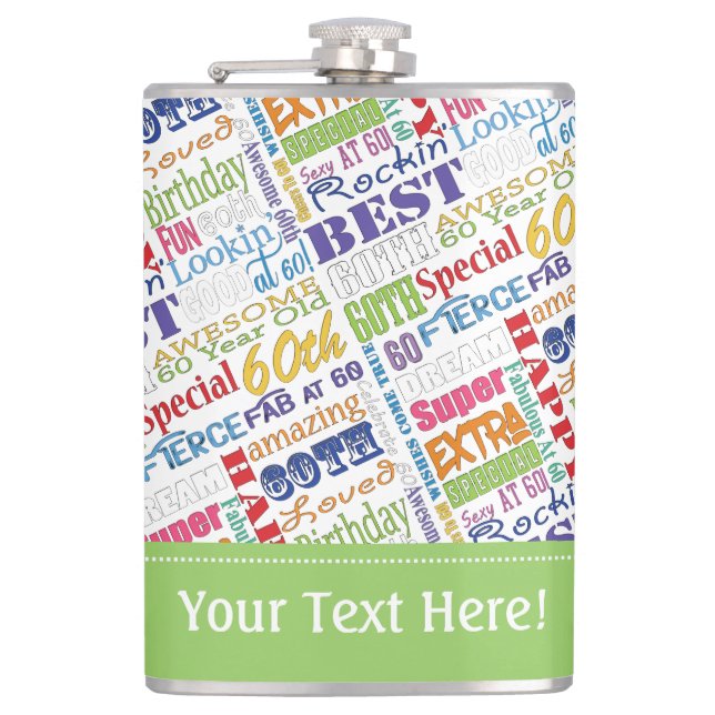 Unika och Speciella sextionde Födelsedagsfestens g Fickplunta (Framsidan)