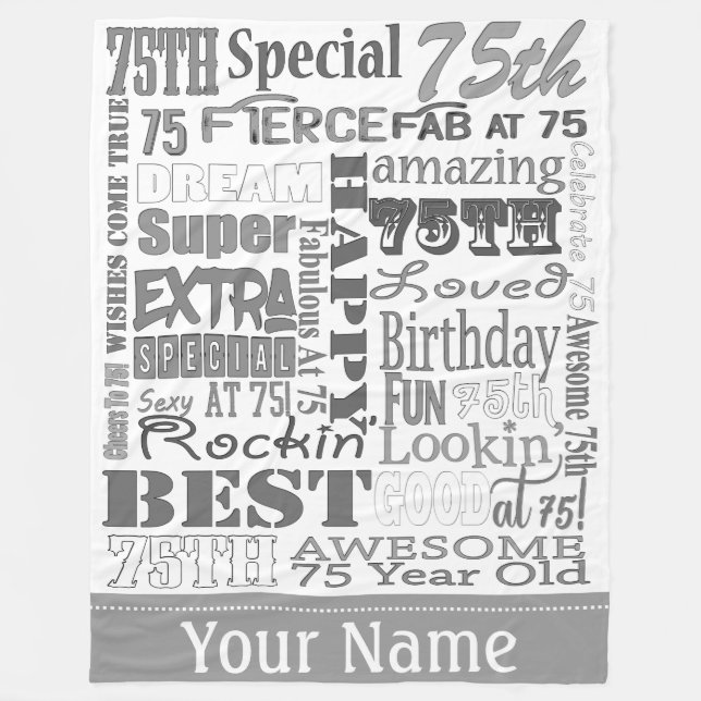 Unika och Speciellare 75:e-Födelsedagsfester Fleecefilt (Framsidan)